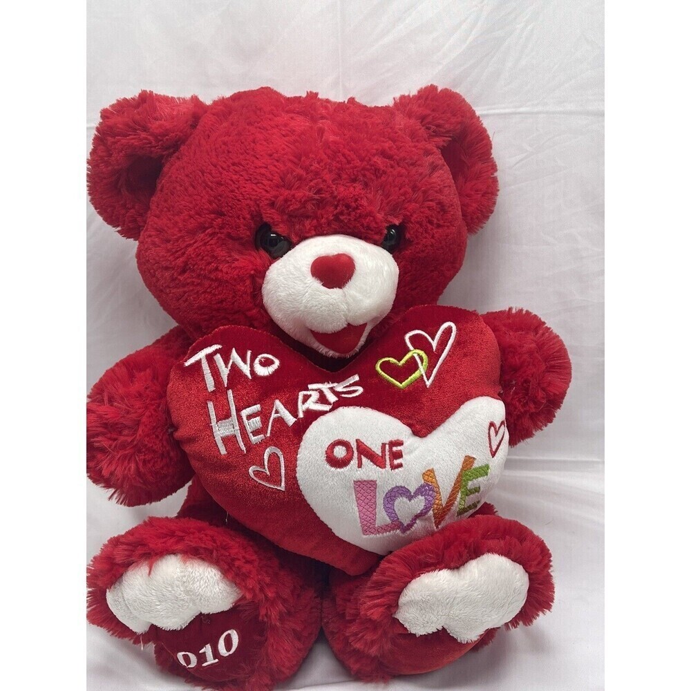 Dan Dee Two Hearts One Love 2010 Teddy Red Bear 19" Plush Stuffed Animal RARE